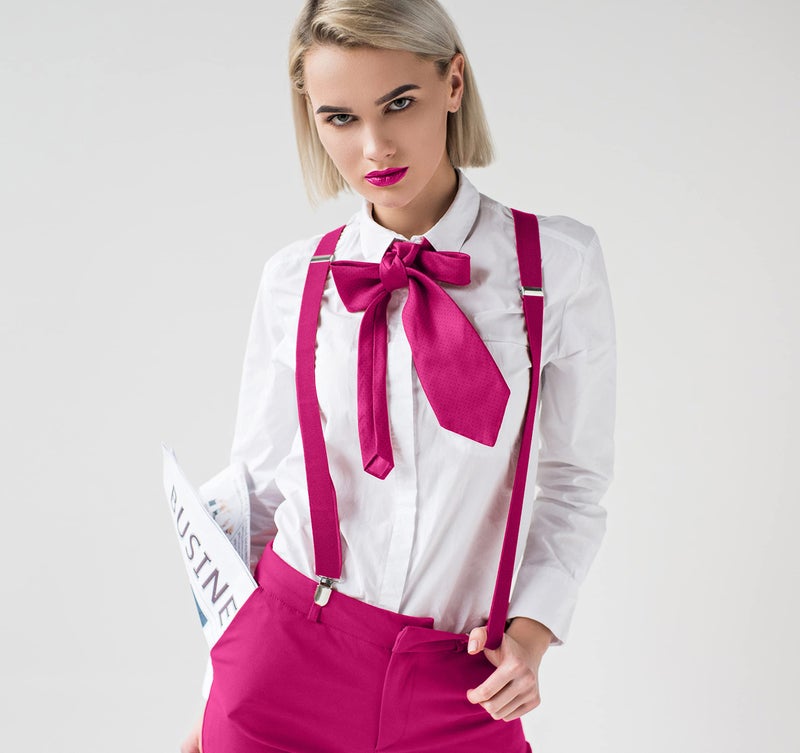 trilece Hot Pink Mens Suspender with 3 Heavy Duty Strong Clips Adjustable Braces - Image 5